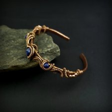 Miedziana bransoleta mankietowa z lapis lazuli