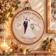 Ślubne podziękowania dla Rodziców haft w oprawie vintage 20cm