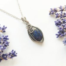Naszyjnik Lapis Lazuli stal chirurgiczna wisiorek handmade wirewrapping