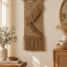 jutowa ścienna boho dekoracja i organizer na biżuterię