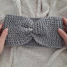 SZARA opaska handmade z ozdobnym serduszkiem - klasyczna i kobieca