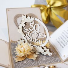 50 rocznica ślubu, złote gody, exploding box, kartka 3d