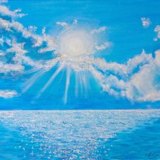 URZEKAJĄCY PEJZAŻ MALOWANY NA PŁÓTNIE - "CISZA OCEANU" 30x40cm