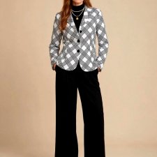 Handmade Black and White Grid Check Blazer | Structured 100% Cotton Office Suit Jacket