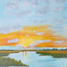 MAGNETYZUJĄCY PEJZAŻ MALOWANY NA PŁÓTNIE - "W UŚPIENIU" 40x30cm