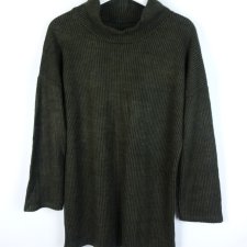 Miękki sweter półgolf akryl khaki / L