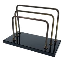 Listownik art déco, bauhaus, stojak na listy, szkło i mosiądz, lata 30.