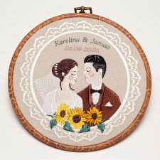 Ślubna, indywidualna dedykacja, haft w oprawie vintage