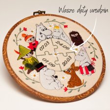 Muminki - urodzinki Twojej Rodzinki- haft w oprawie ok 20 cm