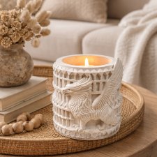 Gipsowy pojemnik na świecę z gryfem 8 cm | do świec sojowych DIY
