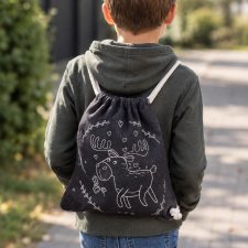 Dziecięcy plecaczek worek grafitowy z ręcznym haftem – handmade