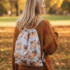 Plecakotorba worek 2w1 z mopsami – unikatowe handmade