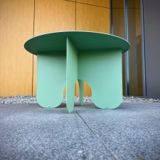 Stolik kawowy okrągły metalowy miętowy