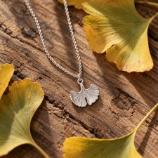 GINKGO- naszyjnik z liściem miłorzębu srebro 925