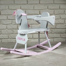 Koń na biegunach - bujana zabawka dla malucha - personalizowany drewniany bujak - prezent na roczek