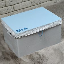 Kufer na zabawki - drewniana skrzynka na klocki - personalizowany pojemnik na zabawki