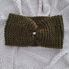 Khaki OPASKA handmade z serduszkiem - naturalny kolor i ręczne wykonanie