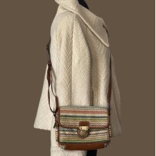 Picard Skórzana Torebka Boho Y2K Patchwork Camel Kolorowa