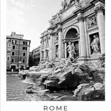 Plakat - Fontanna di Trevi - czarno biały Rzym  40x50 cm (2-0906)