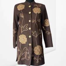 INDIGO MOON Art & Vintage – Haftowany Płaszcz Boho Folk S/M Jak Nowy
