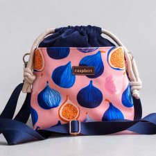 Granatowa listonoszka z kominem z weluru w figi – handmade, unikat
