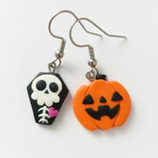 Kolczyki na halloween dynia i trumna