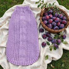 PLUM PUPPY - lawendowe ubranko dla psa z serduszkami | sweter ręcznie robiony | DL 50 OG 54