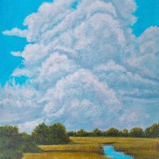 POETYCKI PEJZAŻ MALOWANY NA PŁÓTNIE - "POTĘGA BŁĘKITU" 40x30cm