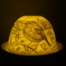 PORCELANOWY LAMPION PTASZEK RUDZIK
