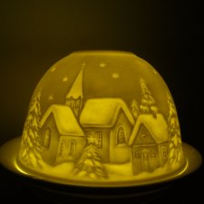 PORCELANOWY LAMPION KRAJOBRAZ ZIMOWY