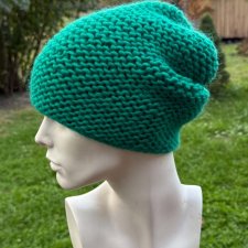 100% WOOL * ZIMOWA WEŁNIANA CZAPKA * ZIELONA NA PRAWO