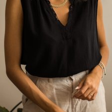 Czarna bluzka z koronką L