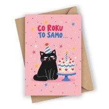 KARTKA URODZINOWA Z KOTEM- CO ROKU TO SAMO...
