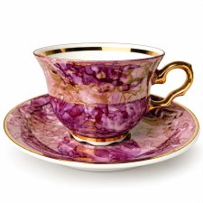 Filiżanka Karolina Różowy Marmurek Złocenia Vintage PRL Porcelana New Look