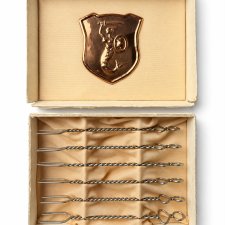 Widelczyki posrebrzane do zakąsek PRL 6 szt Piaseczno oryginalne pudełko Vintage Retro home