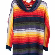 Kolorowy sweter dłuższy H&M miękki 40 pasy paski półgolf