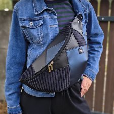 patchworkowa czarno-niebieska nerka XXL
