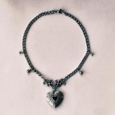 Naszyjnik z sercem sekretarzykiem ze stali 40 cm gothic dark romance
