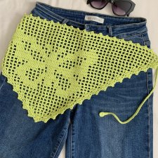 Limonkowa chustka bandana z motywem motyla