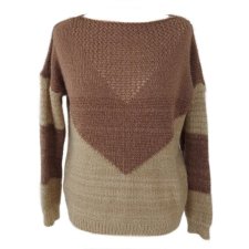 Moherowy sweter w beżach i brązazh