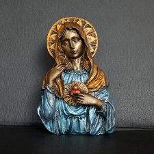 Rzeźba Matki Boskiej niebiesko-złota wys. 15,5 cm