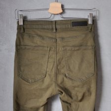 Jeansy wysoki stan skinny khaki military green XS