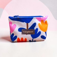 Etui na klucze z jasnego weluru – minimalistyczne kwiaty | Handmade