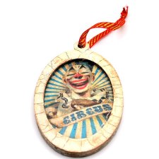 Niewielki retro obrazek klaun cyrk circus decoupage