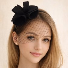 Czarny fascynator 10 cm – elegancka ozdoba do włosów