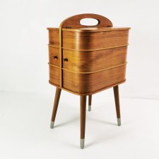 Tekowy organizer- niciak Mid Century, lata 60