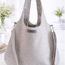 Duża damska jasna xxl torba boho worek shopper beżowo szara