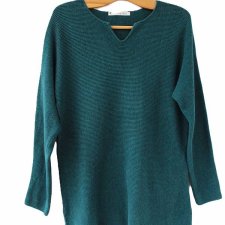 Szmaragdowy sweter vintage bawełna Mansted L