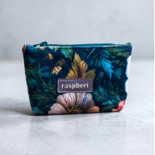 Etui na klucze z czarnego weluru w kwiaty – ciemne kolory, handmade
