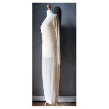 Tiulowa sukienka maxi nude przejrzysta siateczka XS S